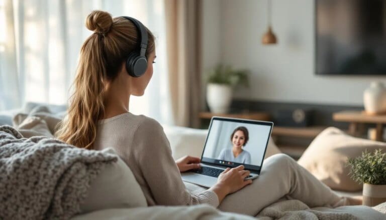 Illustration de l'hypnose en ligne avec séance virtuelle à domicile