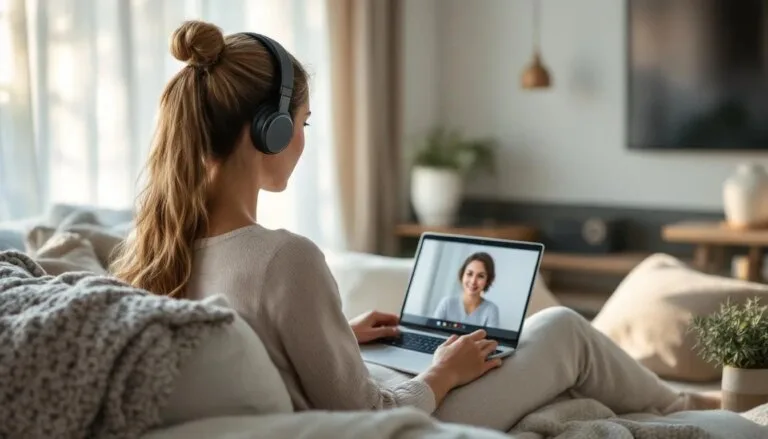 Illustration de l'hypnose en ligne avec séance virtuelle à domicile