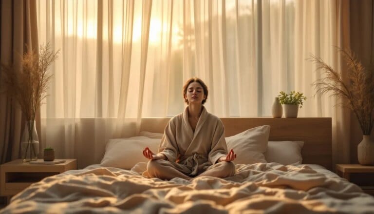 Personne pratiquant la méditation du matin pour bien commencer la journée