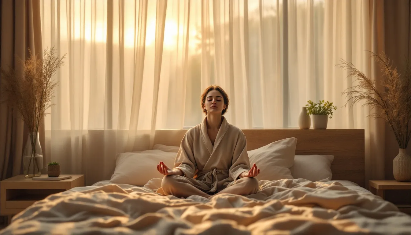 Personne pratiquant la méditation du matin pour bien commencer la journée