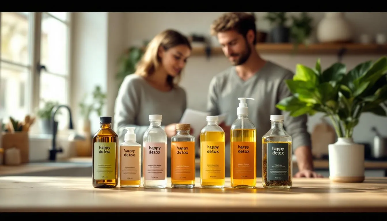 Composition détaillée de la gamme de produits Happy Detox, variété et choix